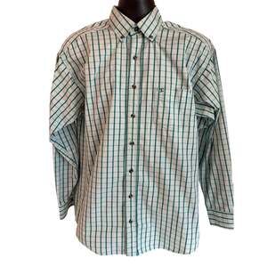 Panhandle Tuf Cooper Performance Mens M Green Plaid Western Cowboy Core